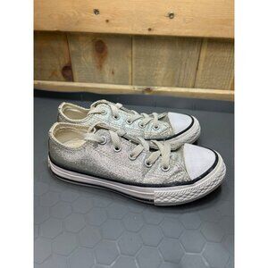 Converse All Star Junior Size 12 Silver Glitter Low-Top Sneakers